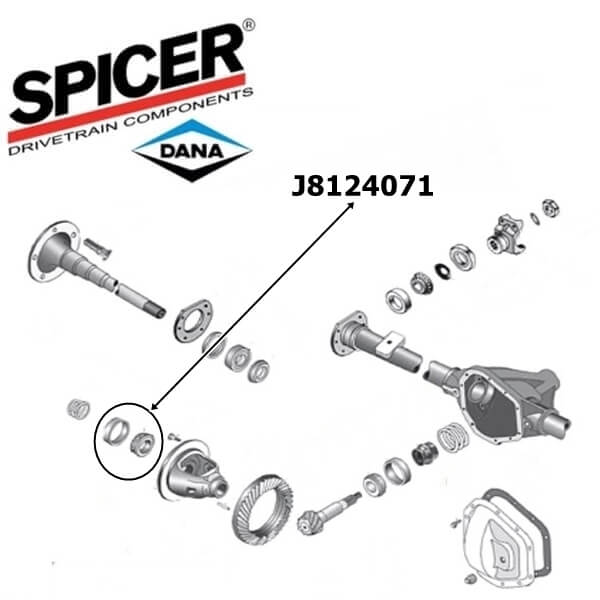 Jeep Wrangler YJ Differential Side Bearing 4-pcs. for Dana 44 rear axle  Spicer 87-95