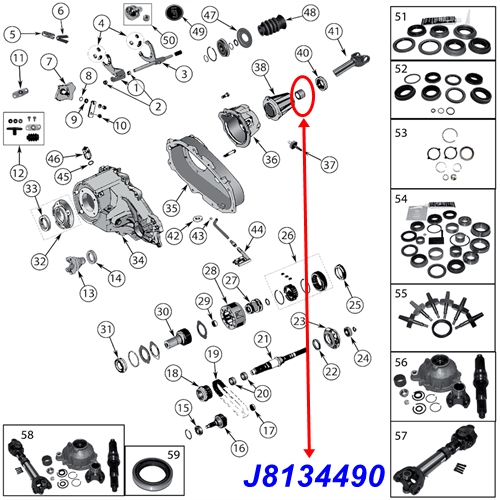 Jeep Cherokee XJ rear Output Extension Housing Bushing NP242 Transfer Case 8701