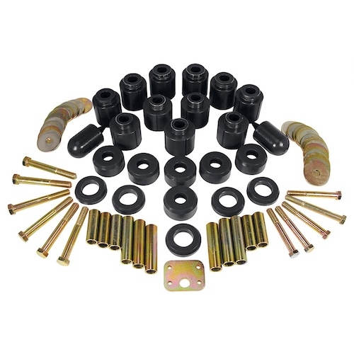Jeep Wrangler TJ black 1" Body Mount Lift Bushing Set with Hardware Prothane 96-06