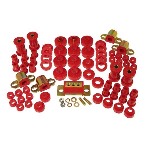 Jeep CJ CJ5 CJ7 Karosseriebuchsen Fahrwerksbuchsen incl. Getriebegummi Set Komplettsatz rot Prothane 76-79