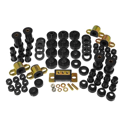 Jeep CJ CJ5 CJ7 Karosseriebuchsen Fahrwerksbuchsen incl. Getriebegummi Set Komplettsatz schwarz Prothane 76-79