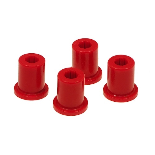 Jeep CJ Polyurethan Schäkelbuchsen Set für ein Federgehänge Blattfeder hinten rot Prothane 76-86
