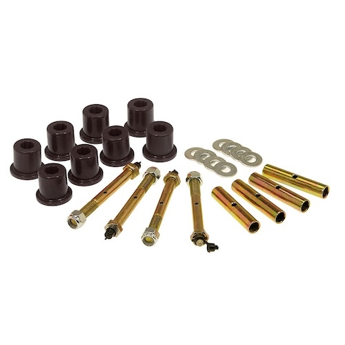 Jeep CJ Polyurethan Schäkelbuchsen Set abschmierbar für Federgehänge Blattfeder vorne schwarz Prothane 76-86