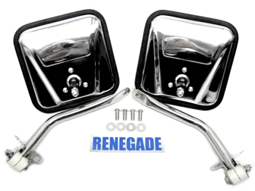 Jeep Wrangler TJ Side Mirror Kit CJ Style Stainless Steel year 96-06