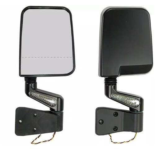 Jeep Wrangler TJ 2er Set Außenspiegel Türscharnierspiegel schwarz mit LED Blinker 96-02