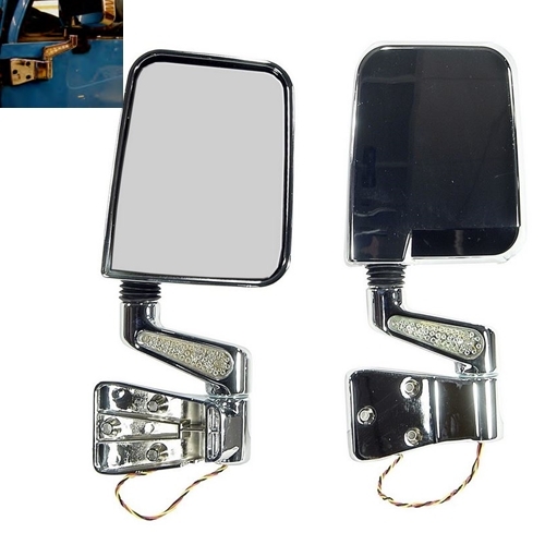Jeep Wrangler YJ 2er Set Chrom Außenspiegel Türscharnierspiegel mit LED Blinker 87-95