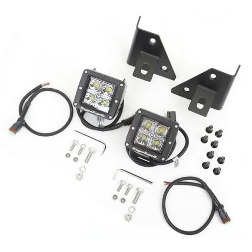 Jeep Wrangler YJ zwei LED Zusatz Scheinwerfer incl. Halter am Scheibenrahmen 87-95