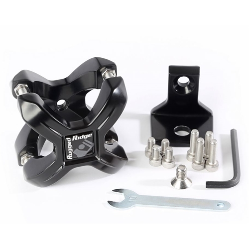 2er Set X-​Clamp Halter Universalhalter schwarz Rugged Ridge Ø 32mm bis 50mm