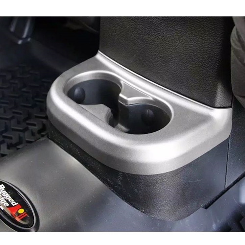 Jeep Wrangler JK rear Cup Holder Bezel brushed silver 11-18