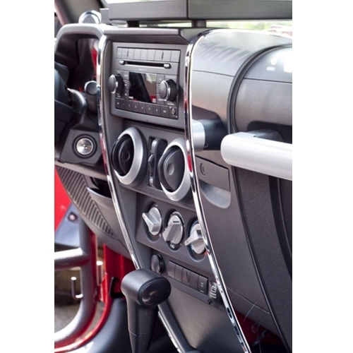 Jeep Wrangler JK 2er Set Blenden für das mittlere Armaturenbrett Chrom 07-10