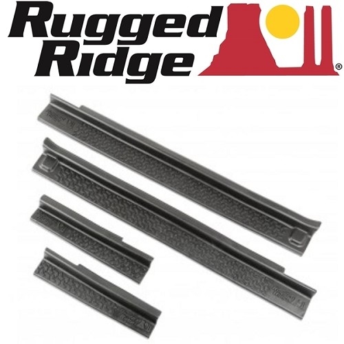 Jeep Wrangler JK 4-door door sill edge protection door sill strips 4-piece plastic black 07-17