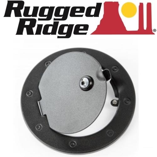 Jeep Wrangler JK fuel filler flap steel structured black lockable with key 07-18