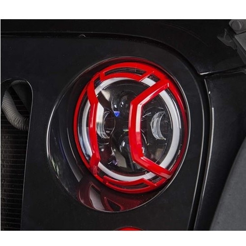 Jeep Wrangler JK 2-pcs. red Elite Headlight Euro Guard Kit 07-18