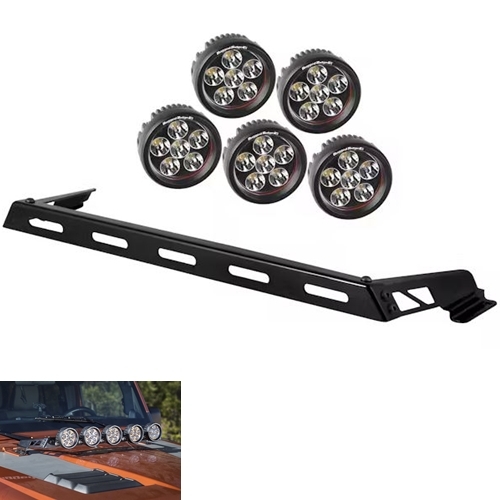 Jeep Wrangler JK Lampenbügel inkl. 5 runde 3,5" LED Scheinwerfer für die Motorhaube 07-18