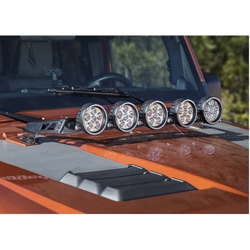 Jeep Wrangler JK Lampenbügel inkl. 5 runde 3,5" LED Scheinwerfer für die Motorhaube 07-18