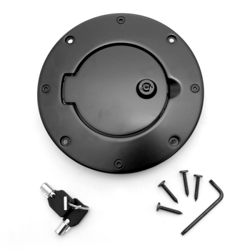 Jeep Wrangler TJ Locking Gas Hatch Cover in Black Aluminum 96-06