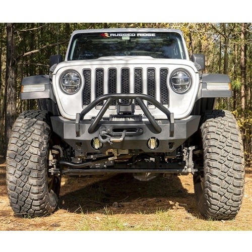 Jeep Wrangler JL Gladiator JT HD Steel Stubby Bumper Short Front Rugged Ridge 18-