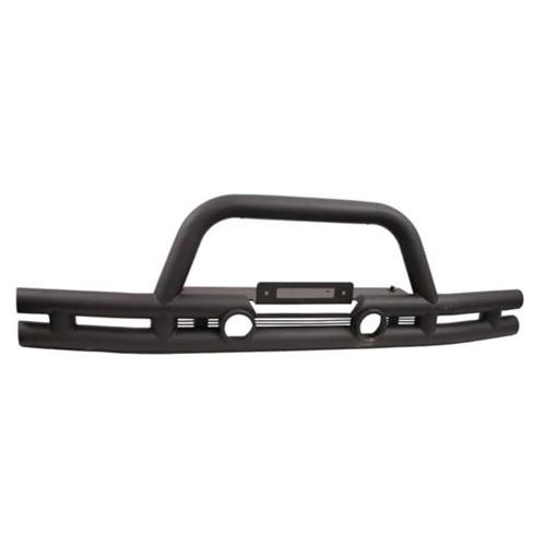 Jeep Wrangler JK 3" Doppelrohr Stoßstange vorne mit Frontbügel & Seilwinden Montageplatte schwarz 07-18