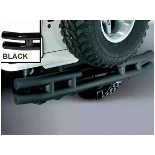 Jeep CJ 3" Doppelrohr Stoßstange hinten Hochglanz Schwarz mit 2" Vorrichtung für US Anhängerkupplung 55-86