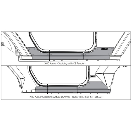 Jeep Wrangler JK 2door XHD Steel Body Armor Cladding Rugged Ridge 07-18