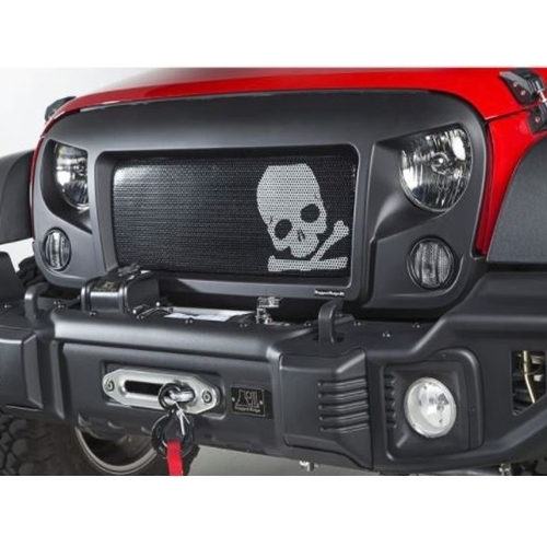 Jeep Wrangler JK Totenkopf Look Einsatz für Spartan Kühlergrill Frontgrill Rugged Ridge 07-18