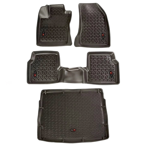 Jeep Compass MP Fussmatten Fußmatten Fußraumwannen & Laderaumwanne 4-teilig vorne & hinten Schwarz All Terrain Rugged Ridge 18-24