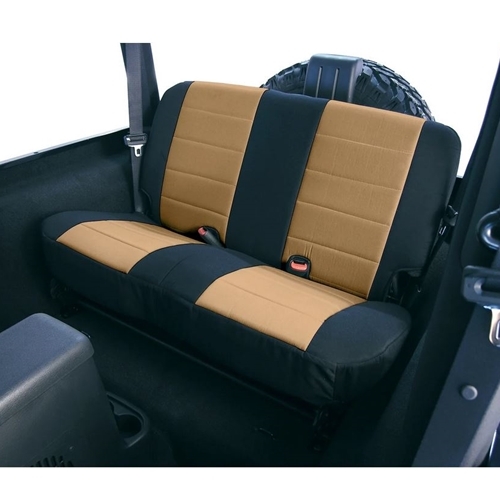 Jeep CJ Wrangler YJ Polycotton Sitzbezug Rücksitz hinten TAN Schwarz Rugged Ridge 80-95