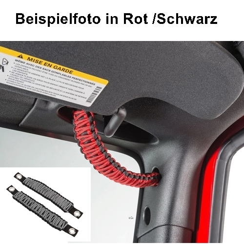 Jeep Wrangler JK 2er Set Paracord Haltegriffe Griffe Schwarz Grau A-Säule 07-18