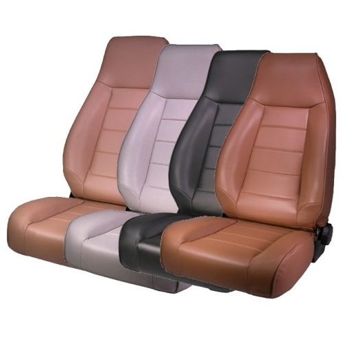 Jeep CJ front seat TAN denim with headrest and adjustable backrest 76-86
