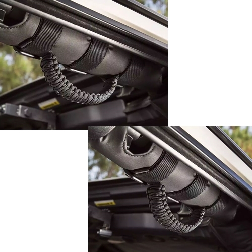 Jeep Wrangler YJ 2er Set Paracord Haltegriffe Griffe Schwarz am Überrollbügel Rugged Ridge 87-95