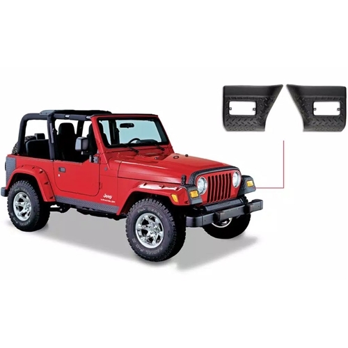 Jeep Wrangler TJ Steinschlagschutz Kotflügelblenden in Riffelblech Optik Bushwacker 96-06