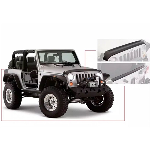 Jeep Wrangler JK 2er Steinschlagschutz Protector Motorhaube & Hecktür Schwarz Strukturiert Bushwacker 07-18