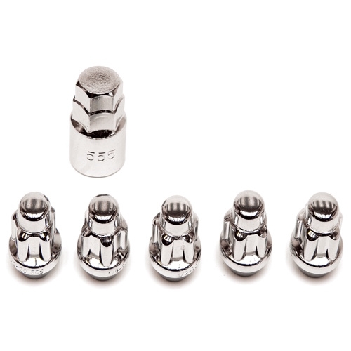 Jeep Wrangler JK rim lock set of 5 1/2" chrome 07-18