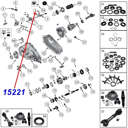 Jeep Grand Cherokee ZJ ZG mittlere Schaltführung für die Mode Schaltgabel NP231 Verteilergetriebe 94-98