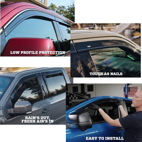 Jeep Wrangler JK 4door Low Profile Dark Smoke Side Window Deflectors Husky Liners 08-17