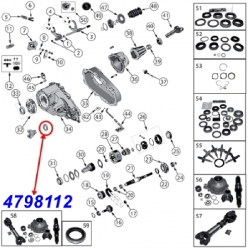 Jeep Cherokee XJ Simmerring Ausgang vorne NP231 Verteilergetriebe 96-01