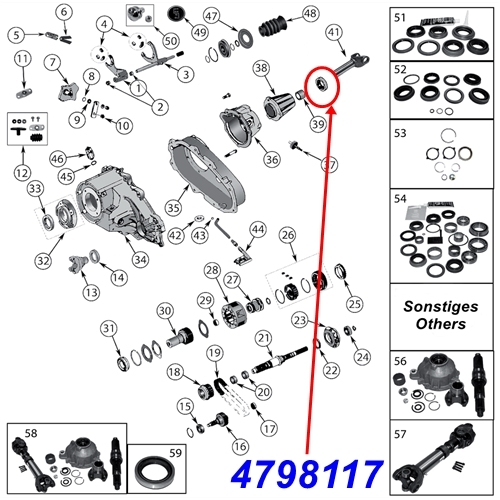 Jeep Cherokee XJ Simmerring output rear NP231 transfer case 96-01