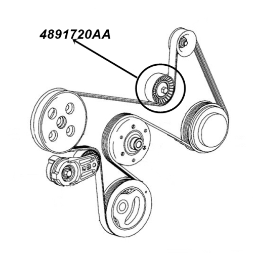 Jeep Wrangler JK 3,8 ltr. with A/C Accessory Drive Belt Idler Pulley Ø 70mm