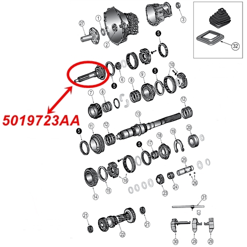 Jeep Cherokee Liberty KJ Eingangswelle Welle Eingang NV3550 Schaltgetriebe 02-04