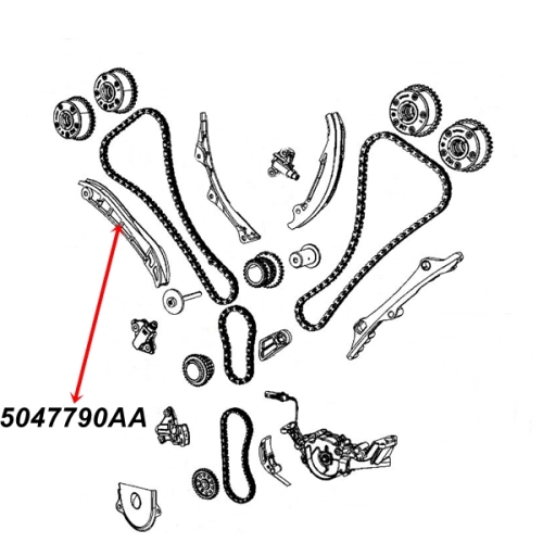 Jeep Wrangler JL 3,6 ltr. Spannarm Führung für Sekundär Steuerkette rechts 18-