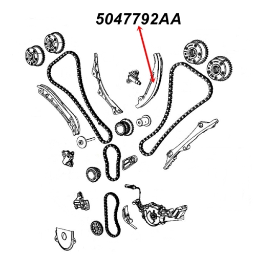 Jeep Cherokee KL 3,2 ltr. Spannarm Führung für Sekundär Steuerkette links 14-19