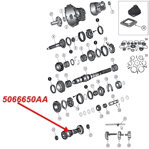 Jeep Cherokee Liberty KJ Vorgelegewelle NV3550 Schaltgetriebe 03-04