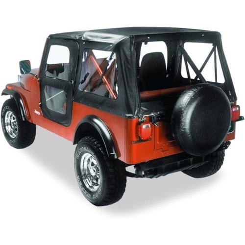 Jeep CJ7 replacement top cover Whitco with snap fasteners incl. door tarpaulins Black Crush Bestop 76-86
