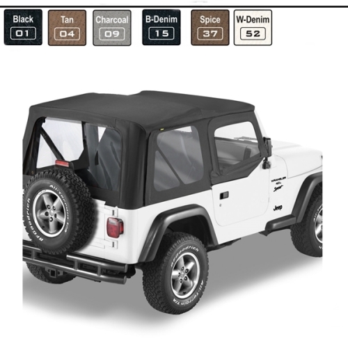 Jeep Wrangler YJ Replacement Top with Half Door Skins Black Crush Bestop 87-95