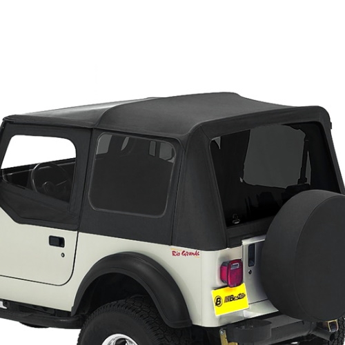 Jeep Wrangler YJ convertible top replacement cover including attachable window with tinted windows Black Denim 87-95