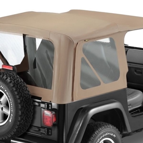 Jeep Wrangler TJ Verdeck Ersatz Verdeckhülle klare Scheiben für Stahlhalbtüren Dark Tan Pavement Ends 97-02