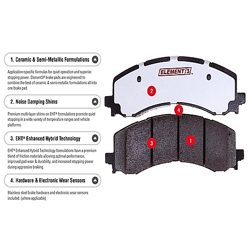 Jeep Wrangler TJ Element3 Hybrid brake pads rear Raybestos 03-06