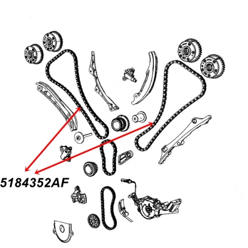 Jeep Wrangler JK 3,6 ltr. Left or Right Secondary Camshaft Timing Chain 12-18