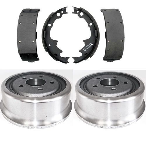 Jeep Wrangler TJ set of brake drums with brake pads 9" rear brake Raybestos 96-06