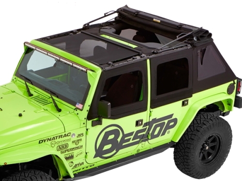 Jeep Wrangler JK extendable sunshade roller blind bikini top for soft top mesh Bestop 07-18